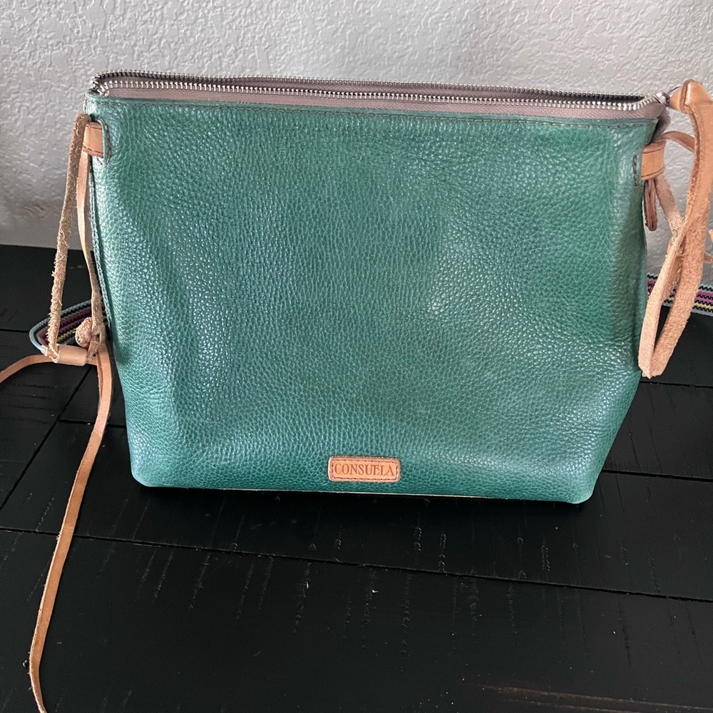 Consuela Green Leather Crossbody Bag